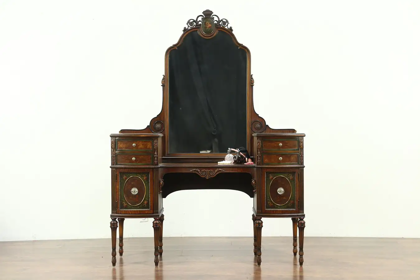 Main image of Vanity or Dressing Table with Mirror, Walnut, Painting, Berkey & Gay
