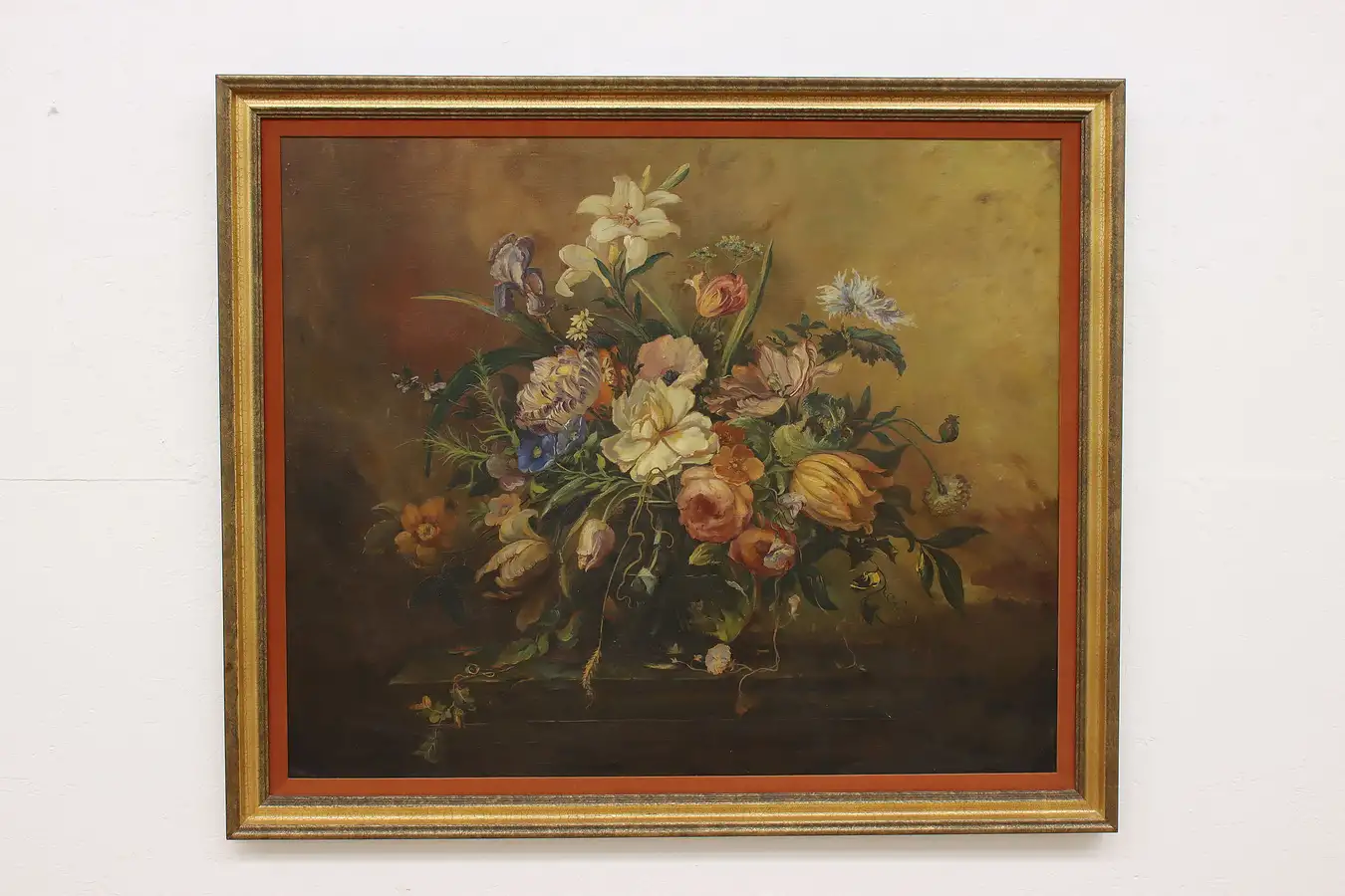 Main image of Flower Still Life Vintage Original Oil Painting Zillig 52.5"