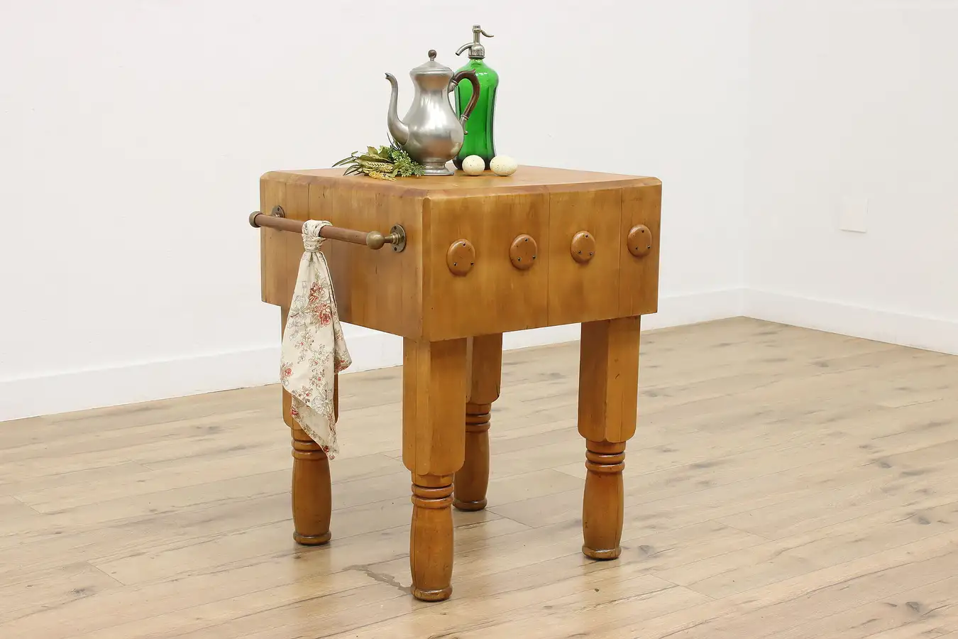 Main image of Farmhouse Antique Maple Butcher Block Kitchen Island