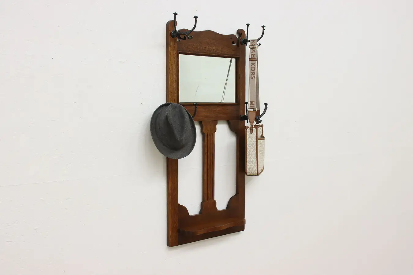 Main image of Craftsman Antique Mission Oak Coat & Hat Wall Rack, Mirror