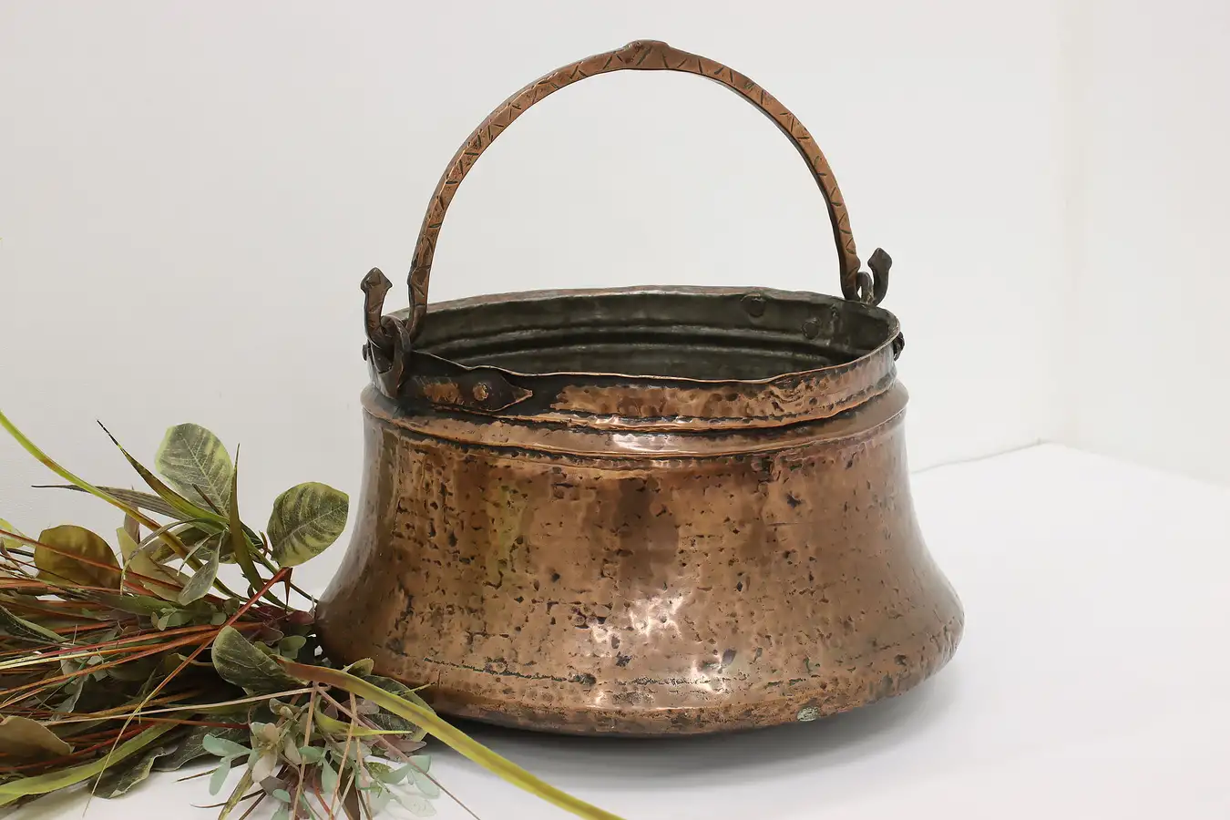 Main image of Farmhouse Antique Hammered Copper Kettle Pot or Cauldron