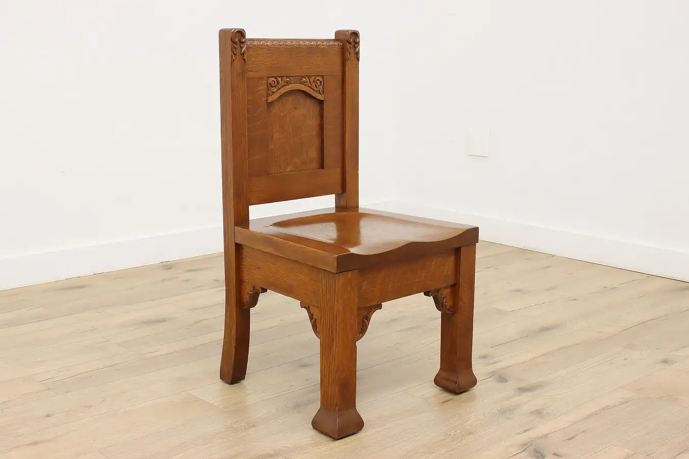 Main image of Victorian Antique Carved Oak Side, Hall or Desk Chair