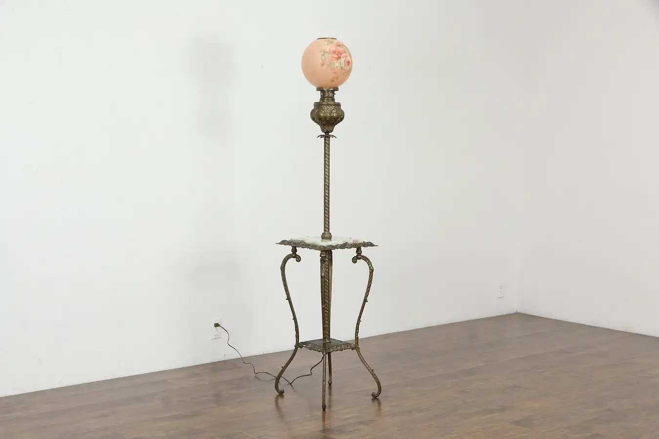 Main image of Victorian Antique Piano or Organ Oil Lamp, Glass Globe, Electrified, B&H