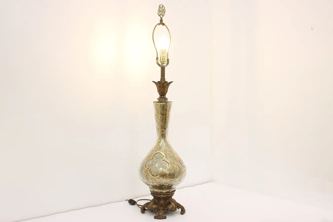 Main image of Italian Classical Design Vintage Painted Glass Desk Lamp