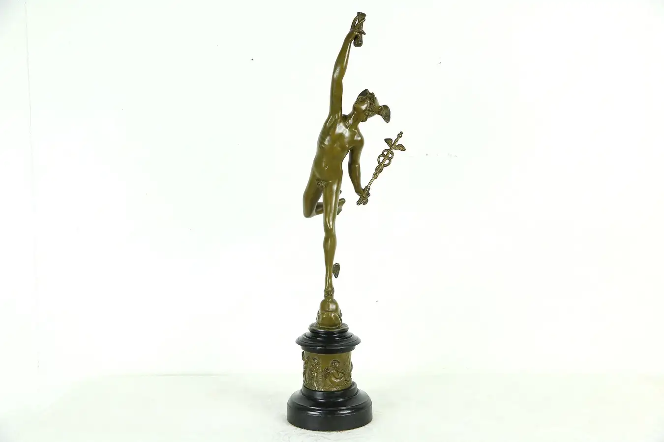 Main image of Mercury Sculpture after Giambologna, Antique 1900 Spelter Statue