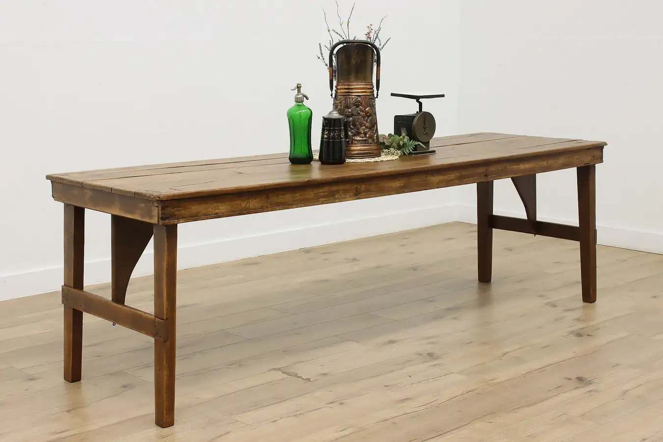 Main image of Farmhouse Antique Pine Harvest 8' Dining Table Folding Legs