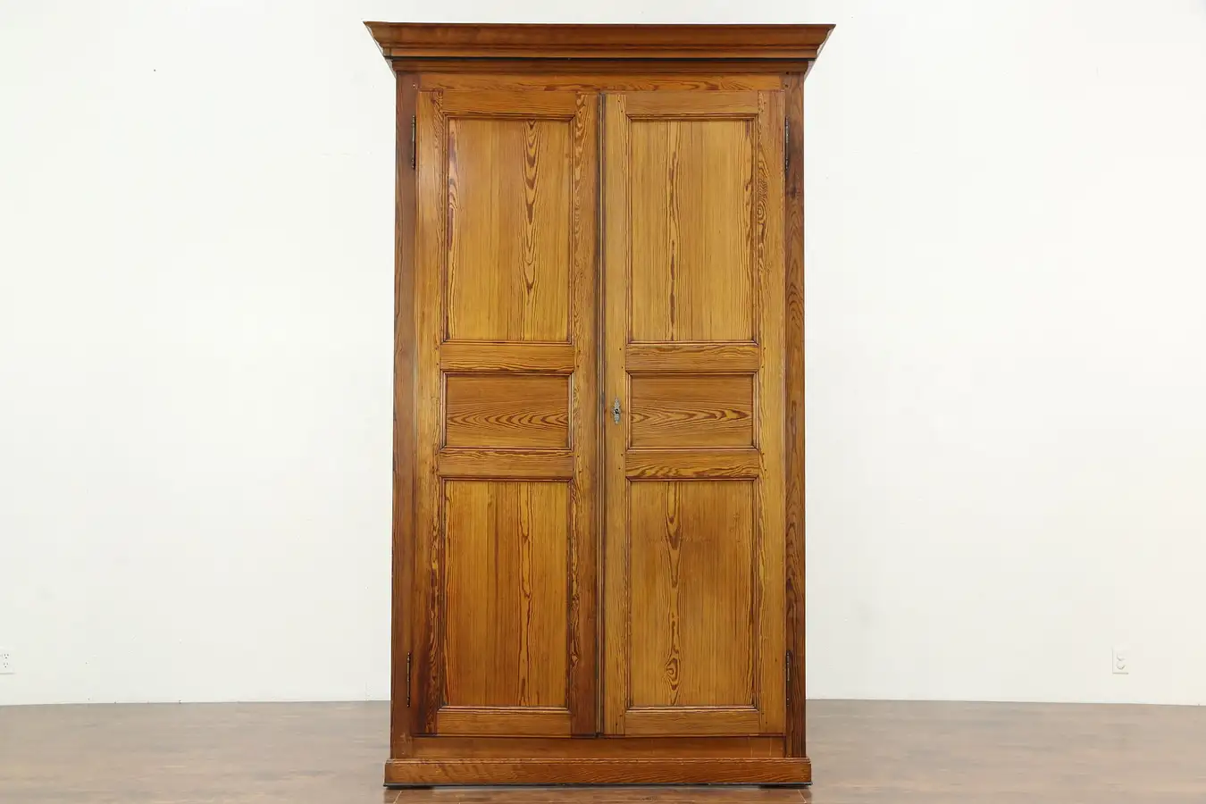 Main image of Pine Antique 1890 Hand Crafted Armoire, Wardrobe or Closet, Austria or Czech