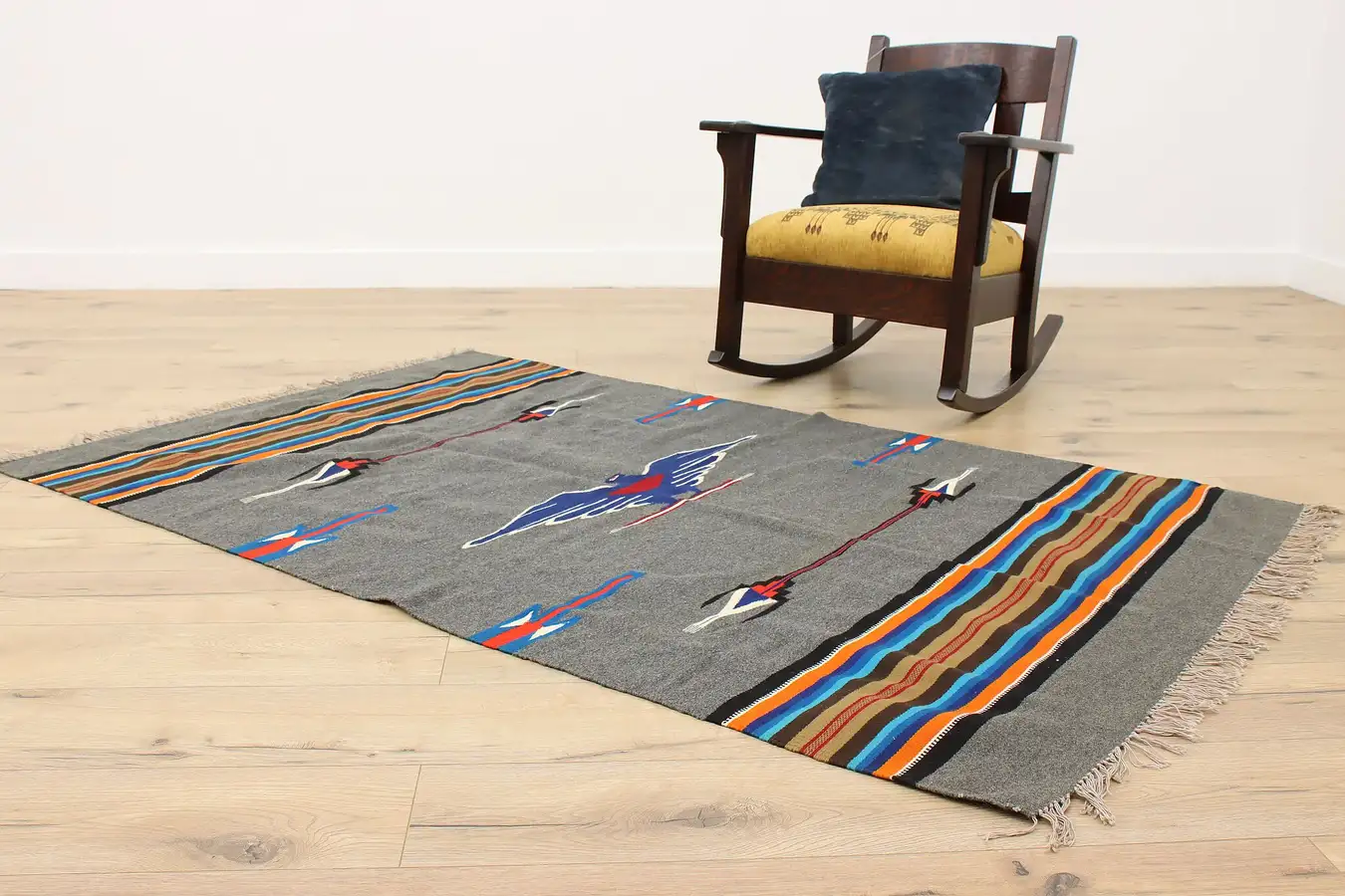 Main image of Chimayo Design Southwest Vintage Woven Wool Blanket, Bird