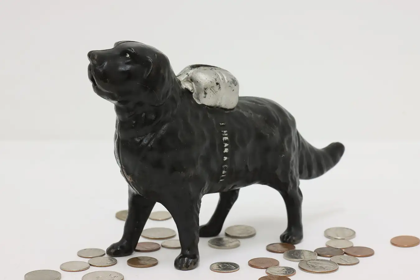 Main image of Farmhouse Antique Cast Iron St. Bernard Dog Coin Bank