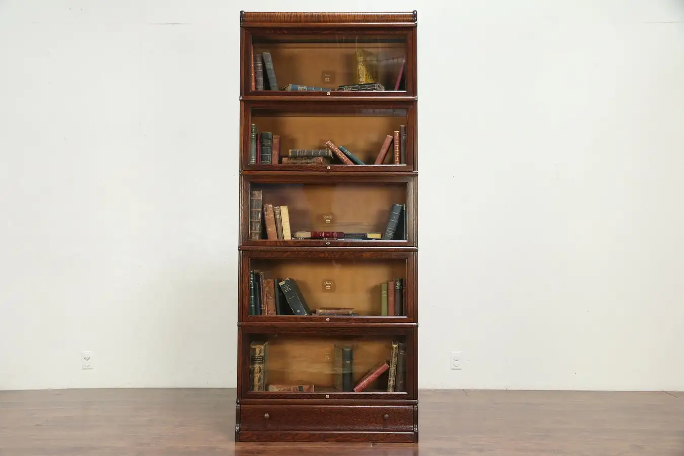 Main image of Oak Antique 5 Stack Lawyer Bookcase, Signed Macey