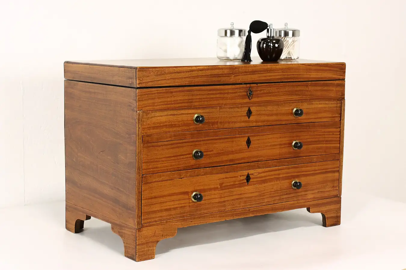 Main image of Satinwood Antique English Tabletop Jewelry, Collector or Sewing Chest