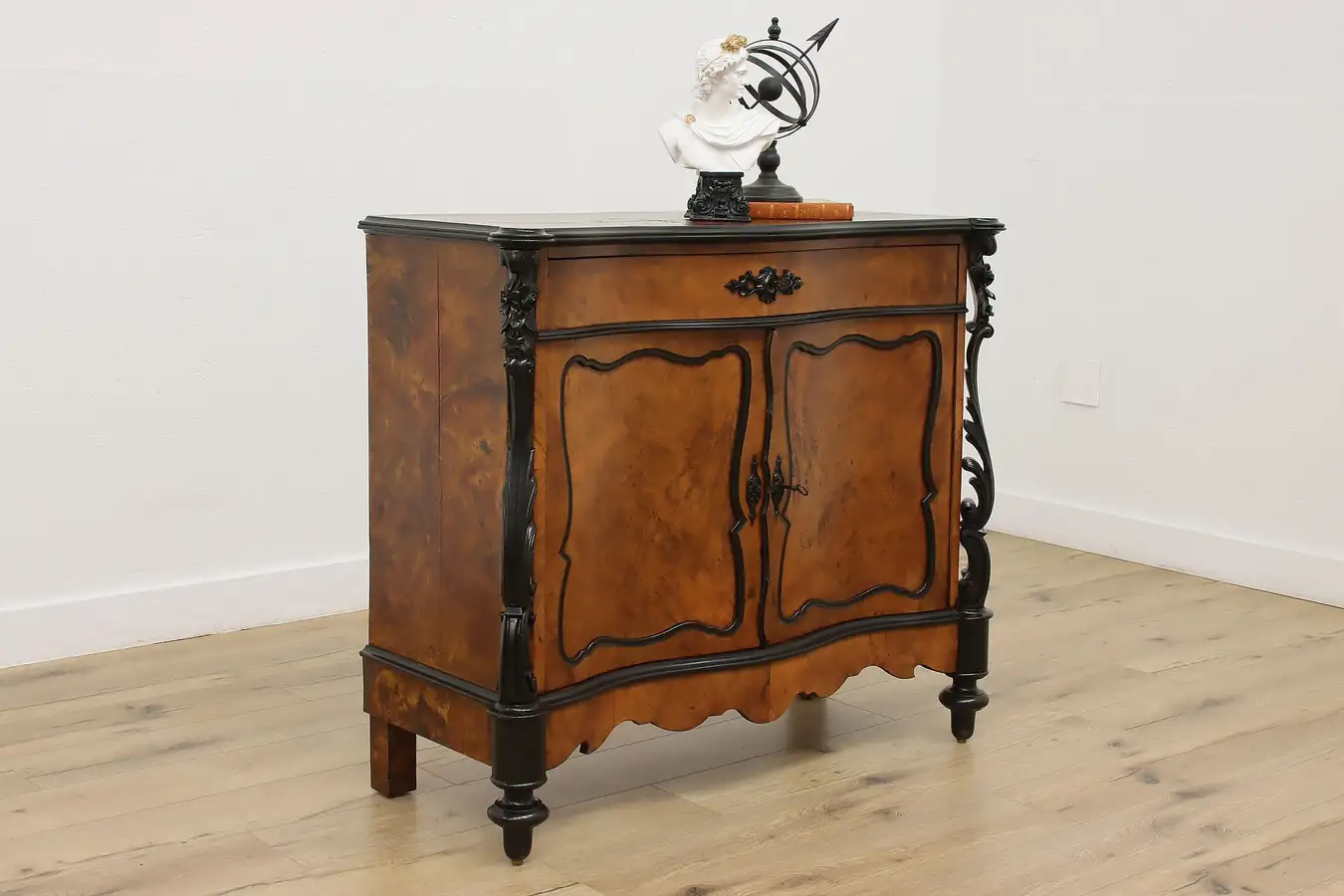 Main image of Biedermeier Empire Antique Carved Walnut Hall or TV Console