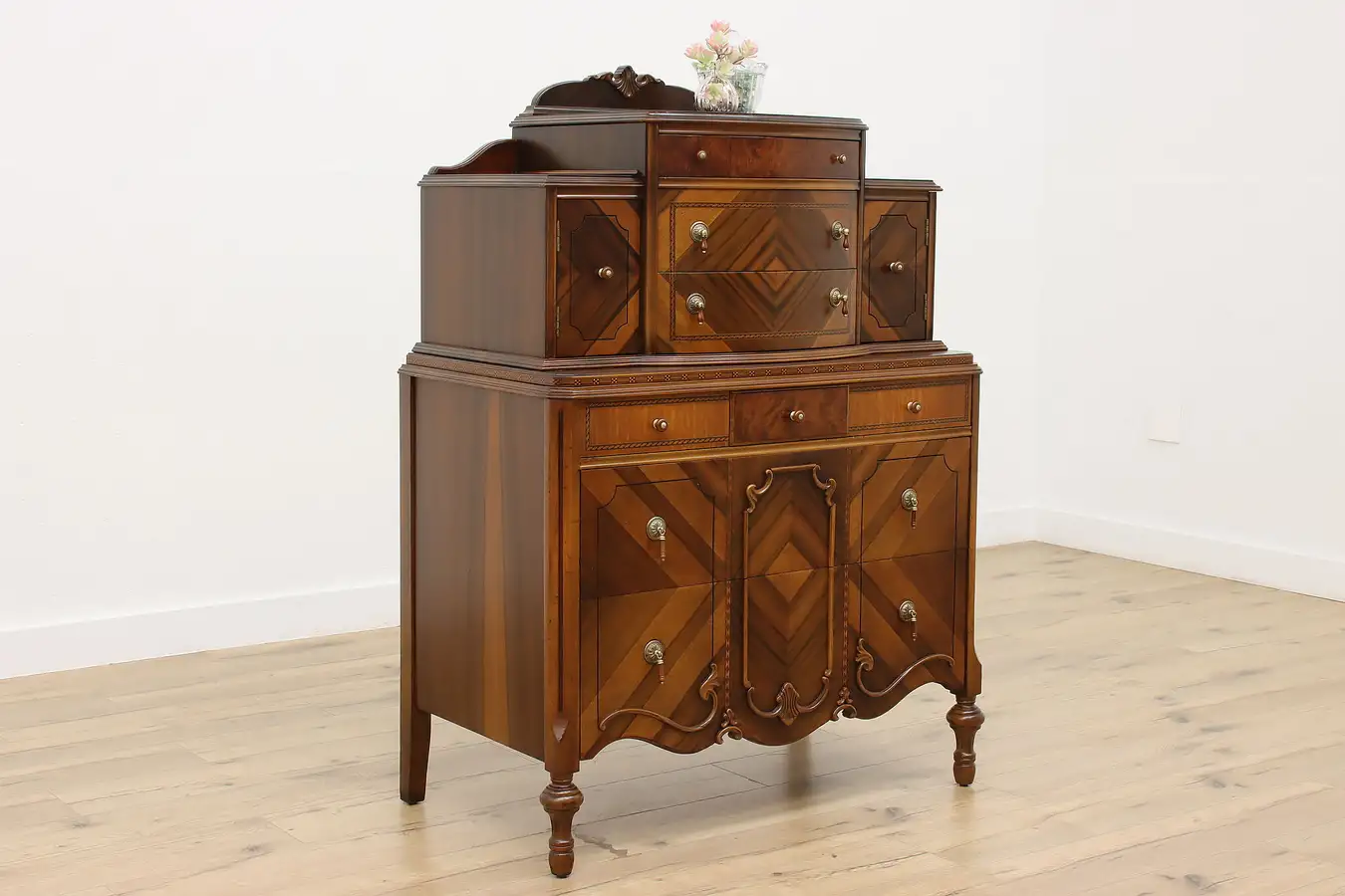 Main image of Tudor Vintage Carved Walnut & Inlay Chest or Dresser, Joerns