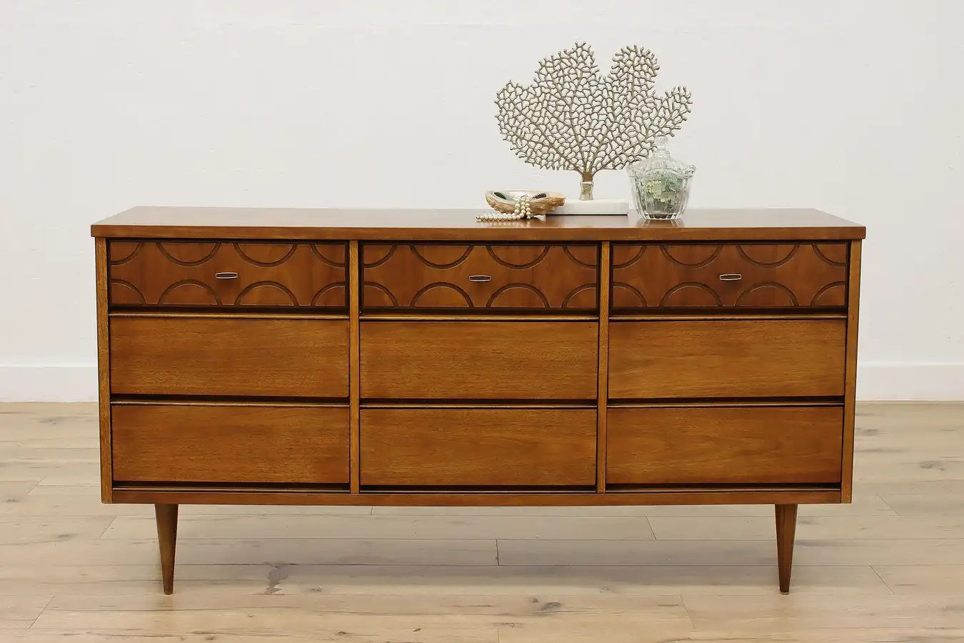 Main image of Midcentury Modern Vintage Walnut Dresser or Console Bassett