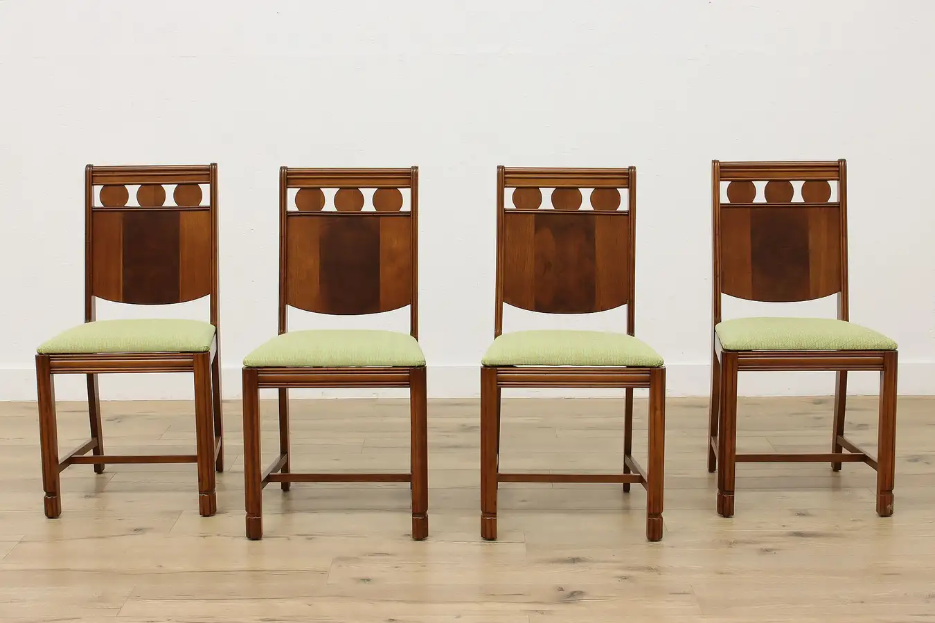Main image of Set of 4 Art Deco 1930s Vintage Walnut Dining Chairs, Crown