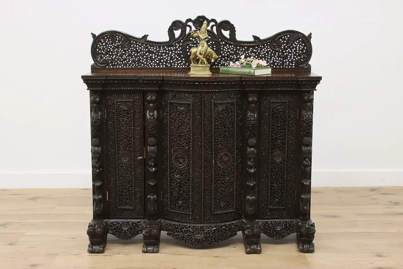 Main image of Indian Antique Rosewood Bar Cabinet Hall Console, Dragons