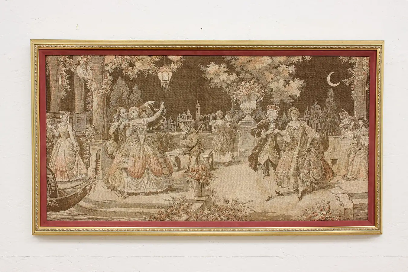 Main image of Renaissance Dance Party Antique Tapestry 38.5"