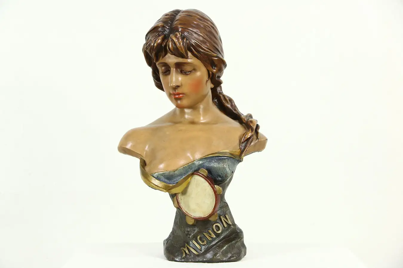 Main image of Mignon Bust Sculpture, Hand Painted, Signed Bailey, Pat. 1900