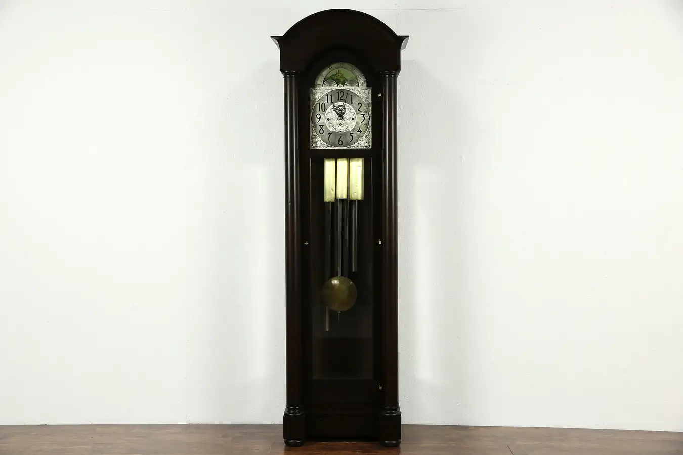 Main image of Elliot Grandfather Long Case 1900 Antique Tubular Chime Clock Sold by Herschede