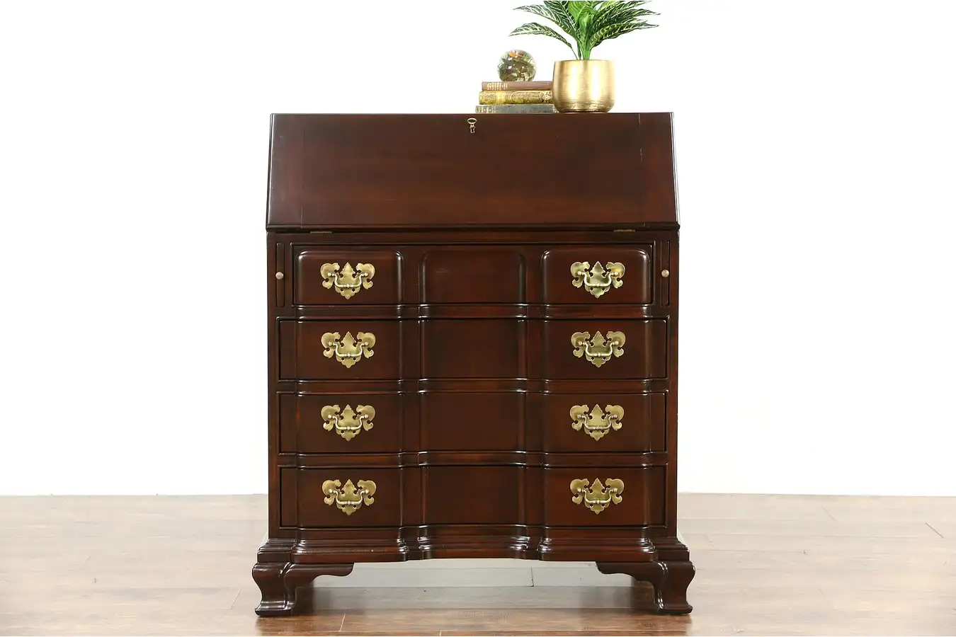 Main image of Harden Signed Cherry Vintage Secretary Desk, Custom Presentation Plaque