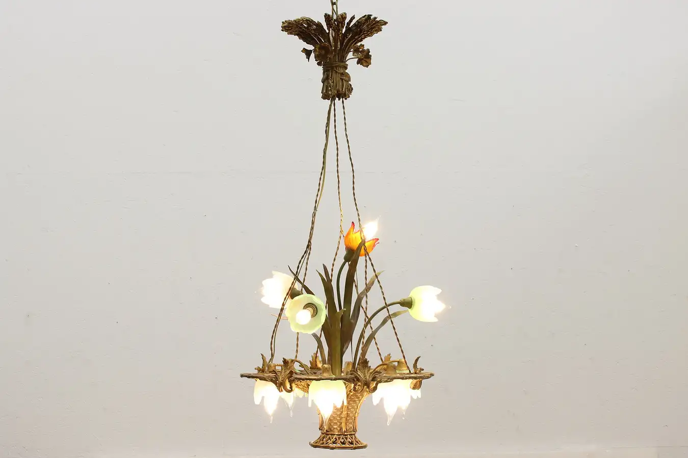 Main image of French Antique Gilt Bronze Flower Basket Chandelier, Soleau