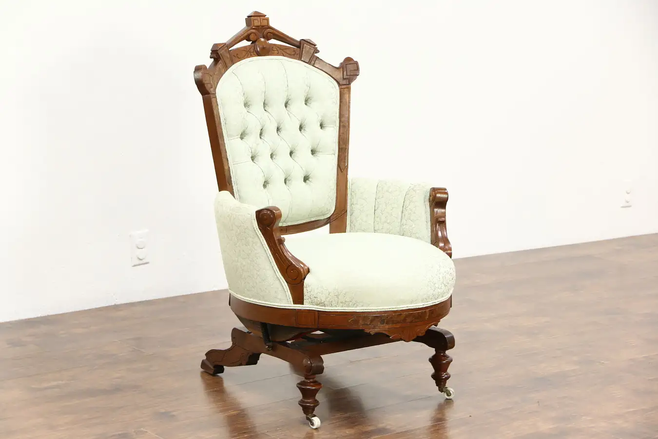 Main image of Victorian Eastlake Walnut Antique Stationary Rocker or Platform Rocking Chair