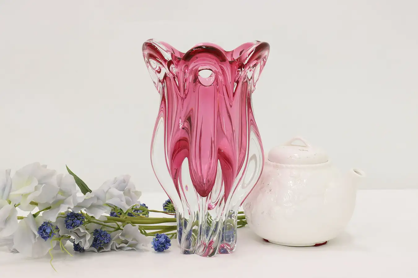 Main image of Murano Vintage Blown Cranberry Glass Vase Sculpture