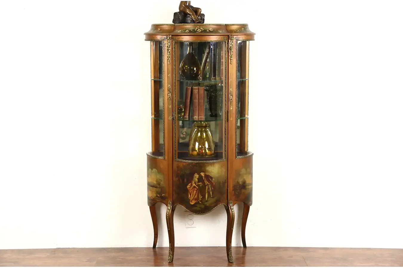 Main image of Vernis Martin 1900 Antique French Vitrine or Curio Display Cabinet, Hand Painted