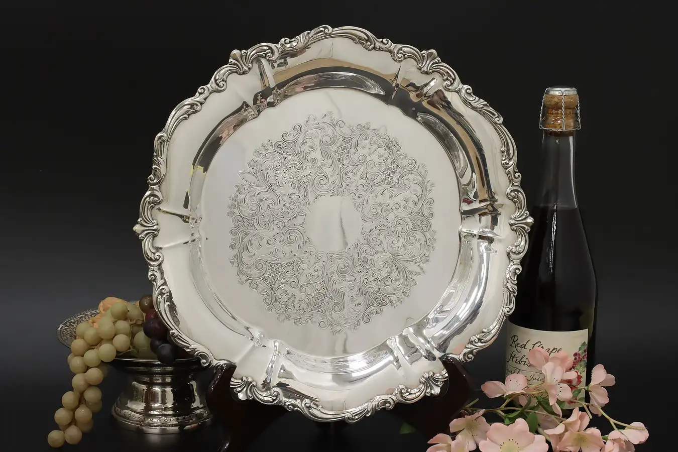 Main image of Traditional Vintage Engraved Silverplate Tray Platter, Towle