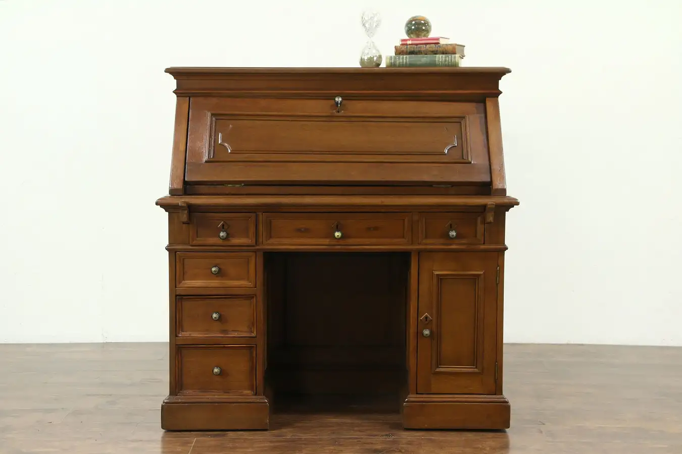Main image of Victorian Antique 1860's Walnut Library Desk or Dropfront Secretary