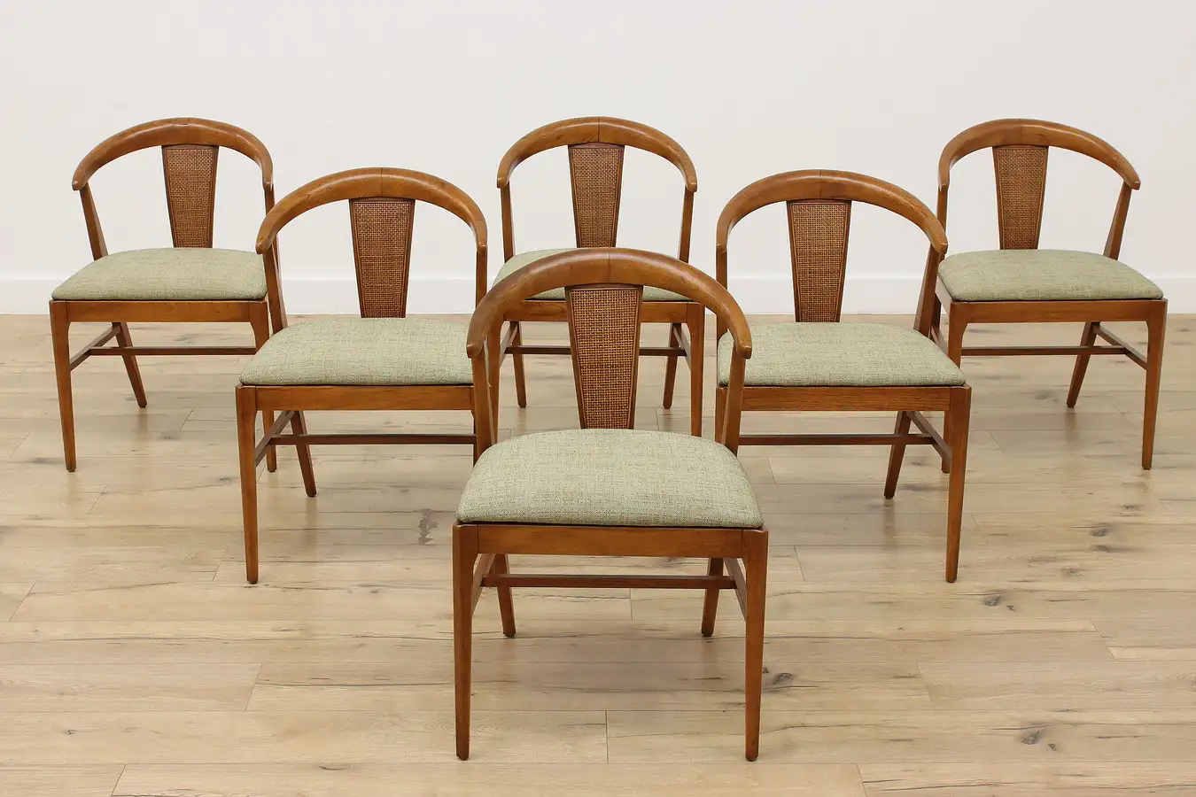 Main image of Set of 6 Midcentury Modern Vintage Teak Dining Game Chairs