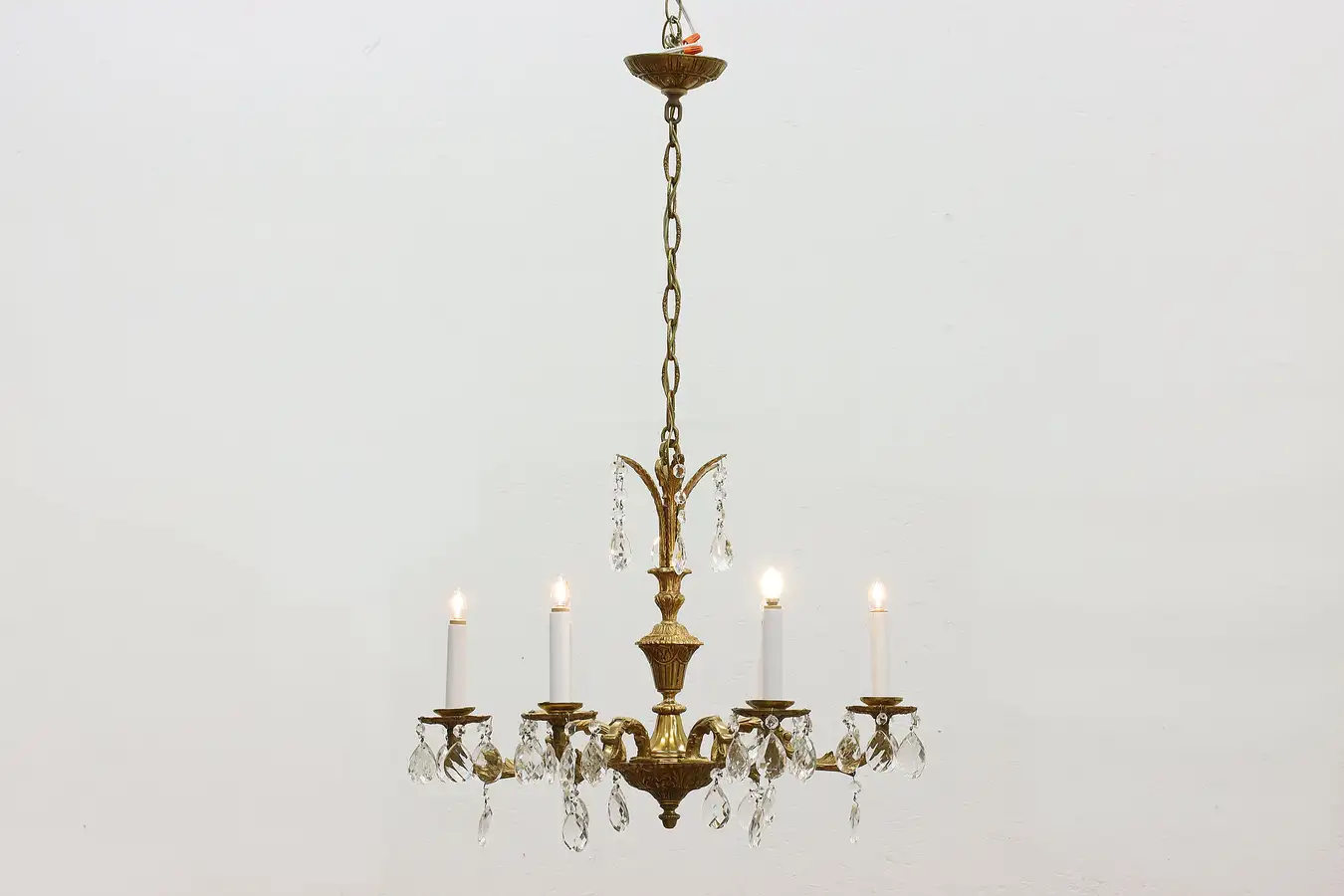 Main image of Classical Vintage Brass & Crystal 6 Arm Spanish Chandelier