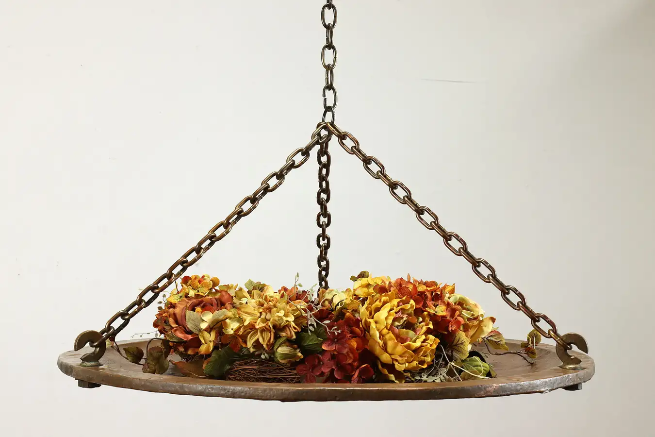 Main image of Farmhouse Antique Copper Industrial Salvage Scale Pan, Hanging Table