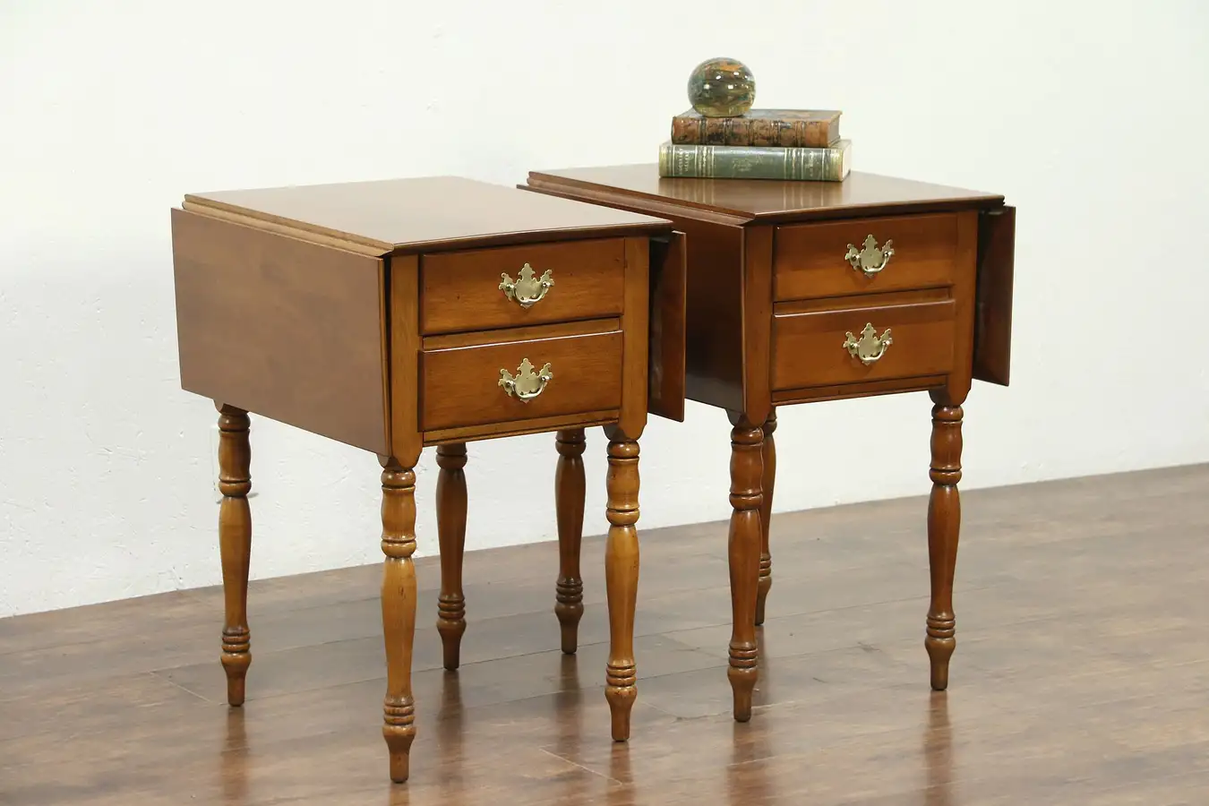 Main image of Pair of Vintage Maple Pembroke Dropleaf Nightstands or End Tables