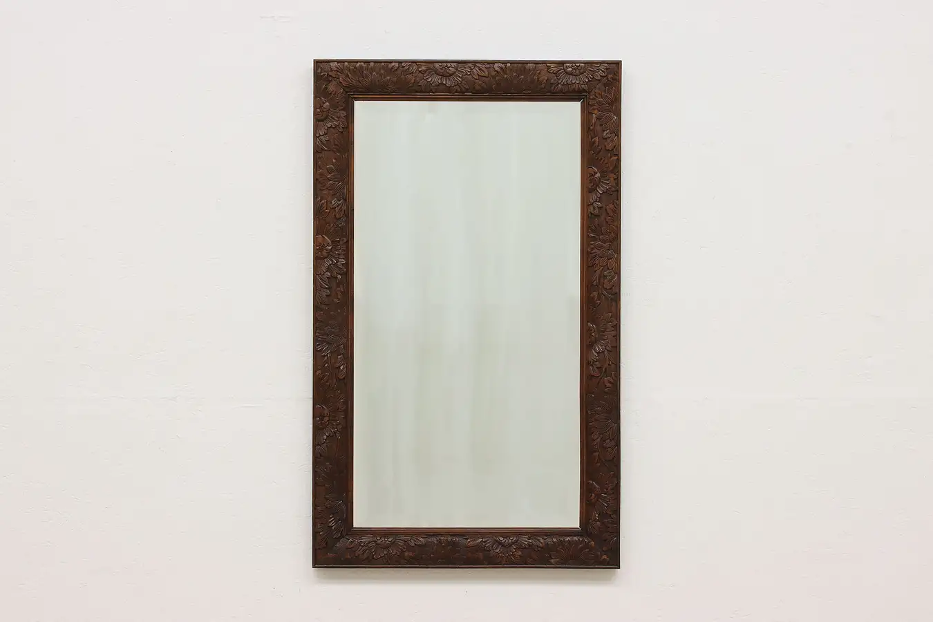 Main image of Floral Vintage Carved Birch Hall or Entry Mirror, Lanesboro