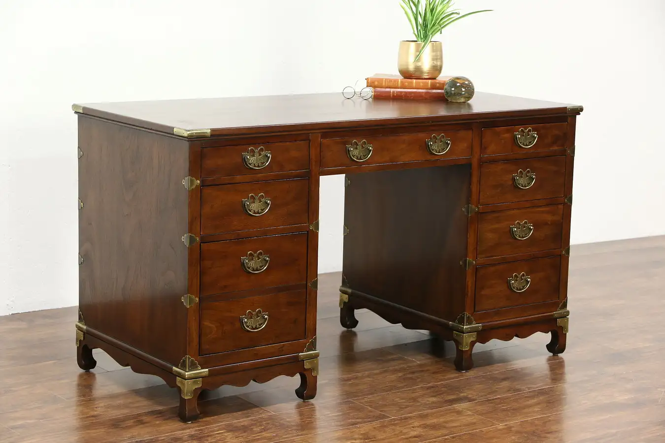 Main image of Henredon Cherry Vintage Library Desk, Butterfly Pulls