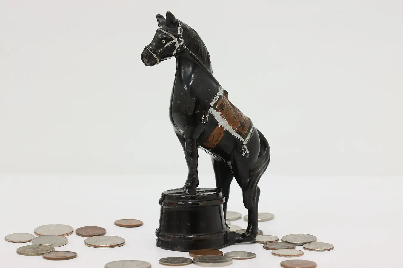 Main image of Farmhouse Antique Cast Iron Painted Horse Coin Bank
