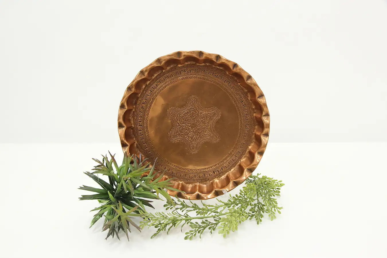 Main image of Farmhouse Antique Persian Embossed Copper Serving Tray