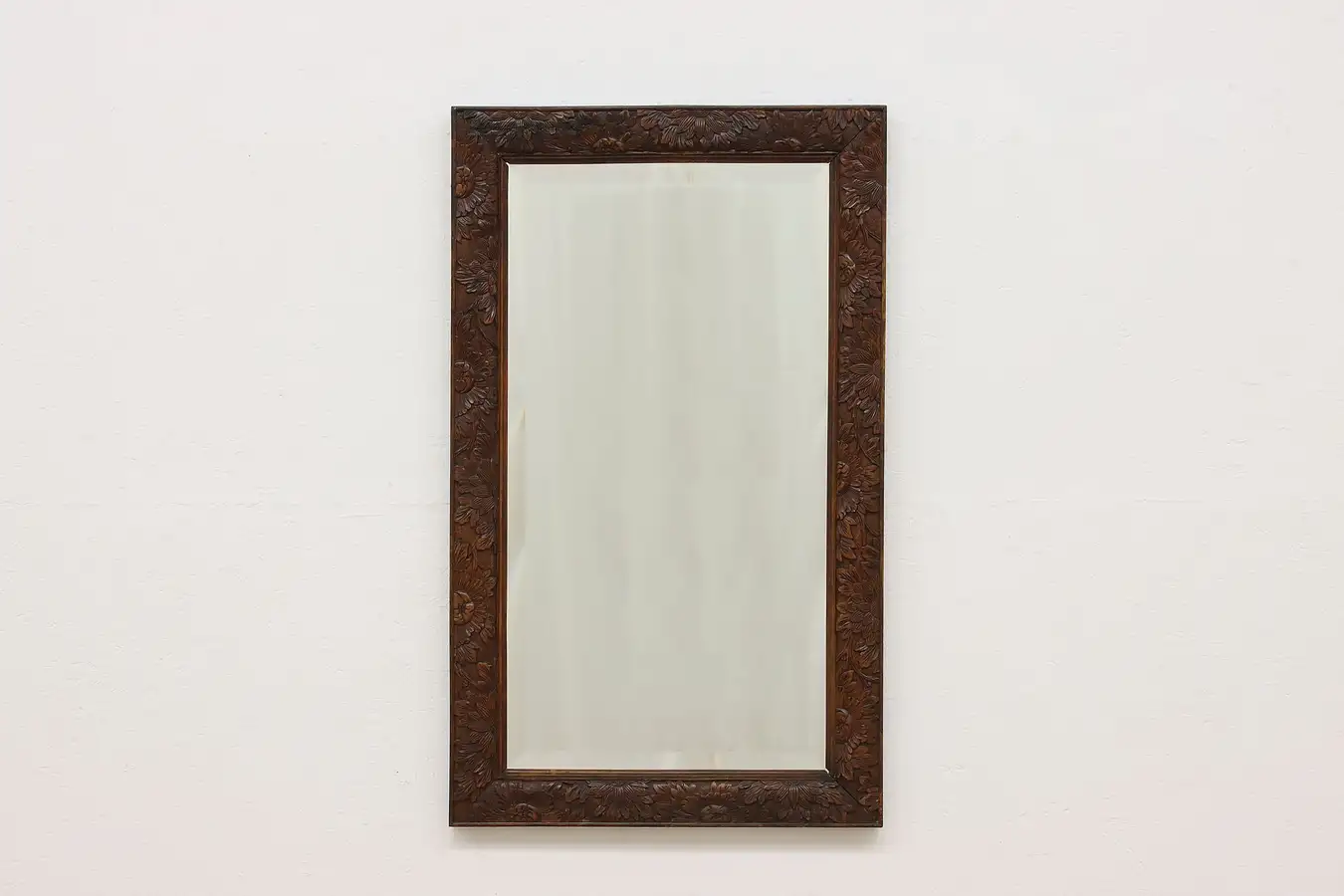 Main image of Floral Vintage Carved Birch Hall or Entry Mirror, Lanesboro