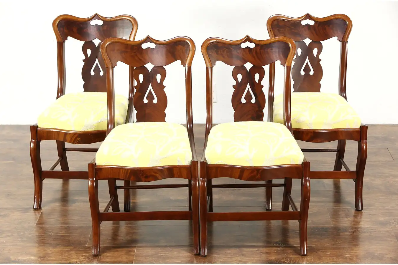Main image of Set of 4 Empire 1830's Antique Mahogany & Cherry Dining Chairs
