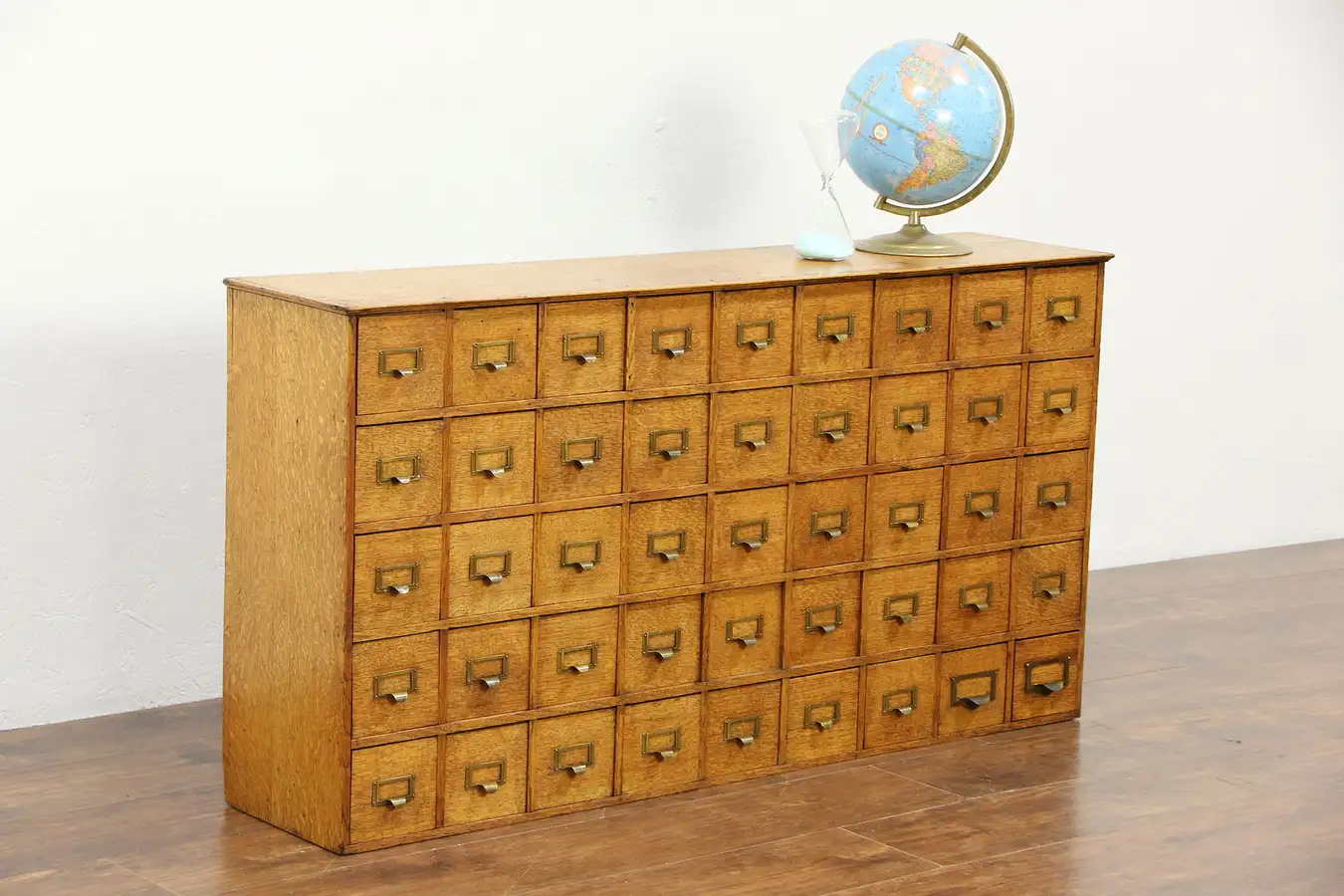 Main image of Oak Quartersawn Countertop 1910 Antique 45 Drawer File Cabinet