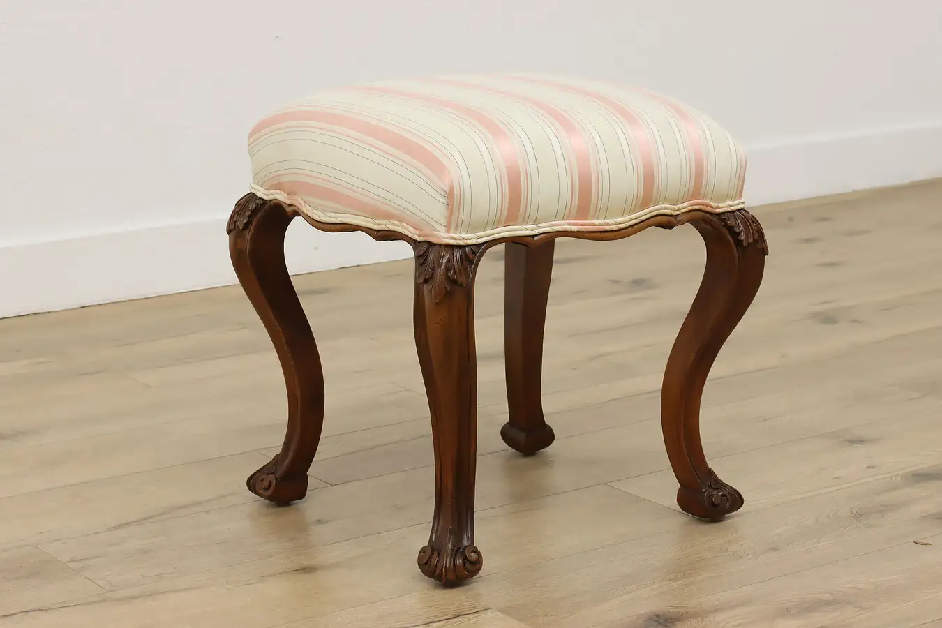 Main image of Italian Renaissance Antique Carved Walnut Vanity Bench Stool