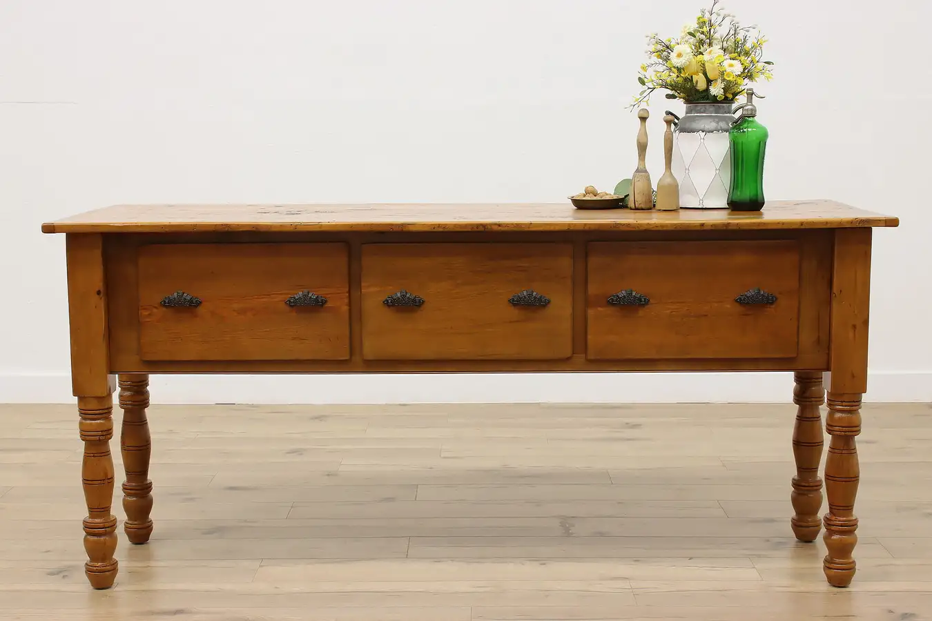 Main image of Farmhouse Vintage Pine Kitchen Island Sideboard or Buffet