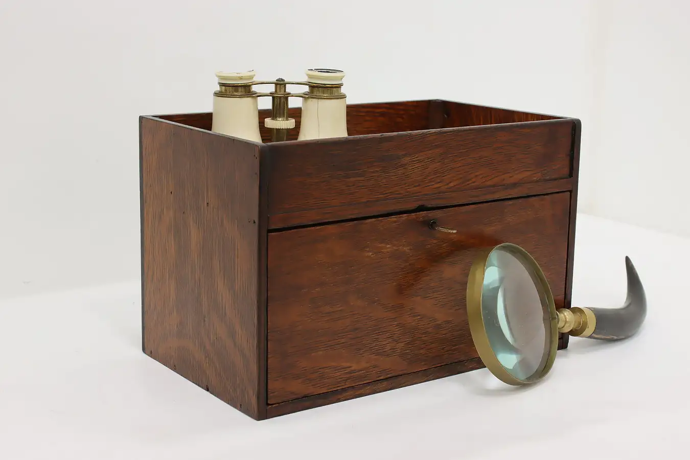 Main image of Farmhouse Antique Oak Jewelry Chest, Keepsake Box