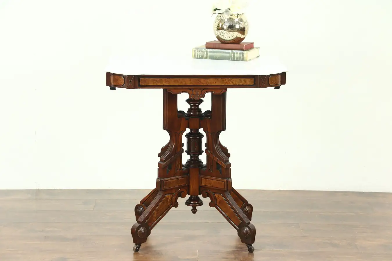 Main image of Victorian Eastlake Marble Top Parlor Table
