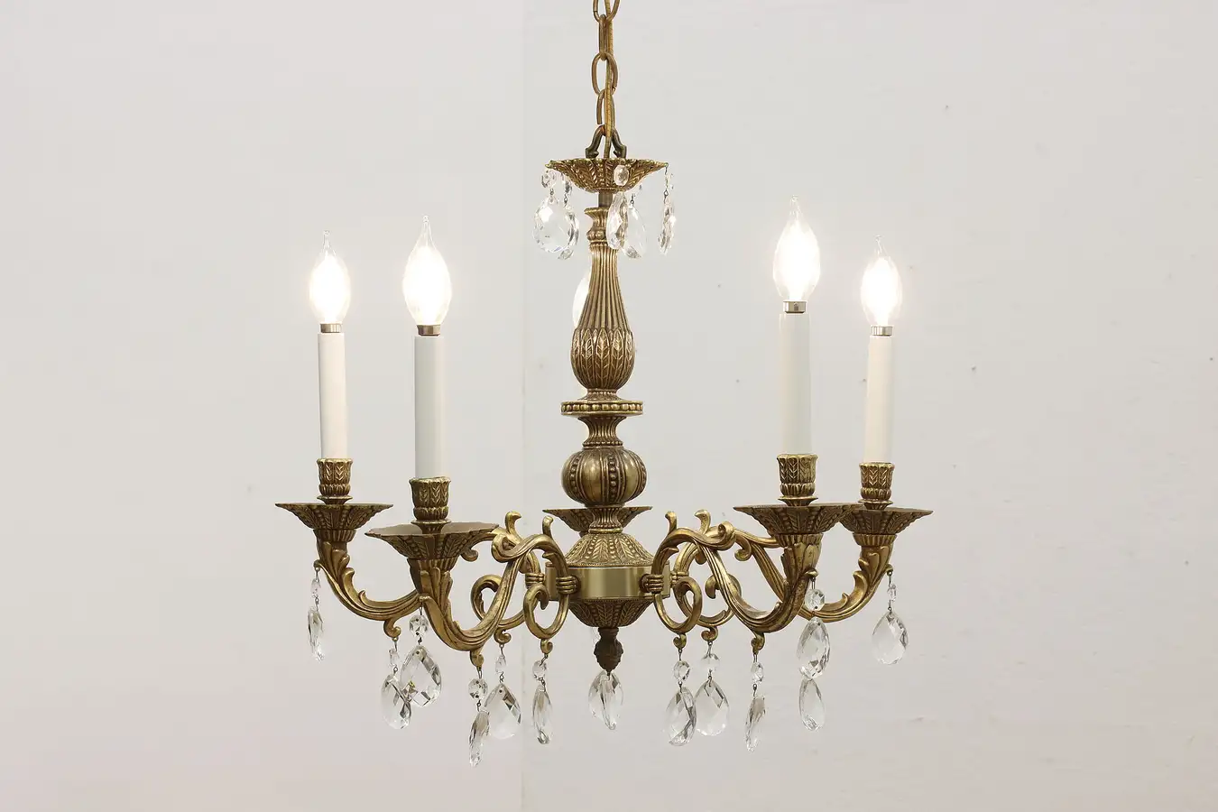 Main image of Traditional Vintage Brass & Crystal Chandelier, Lightcraft