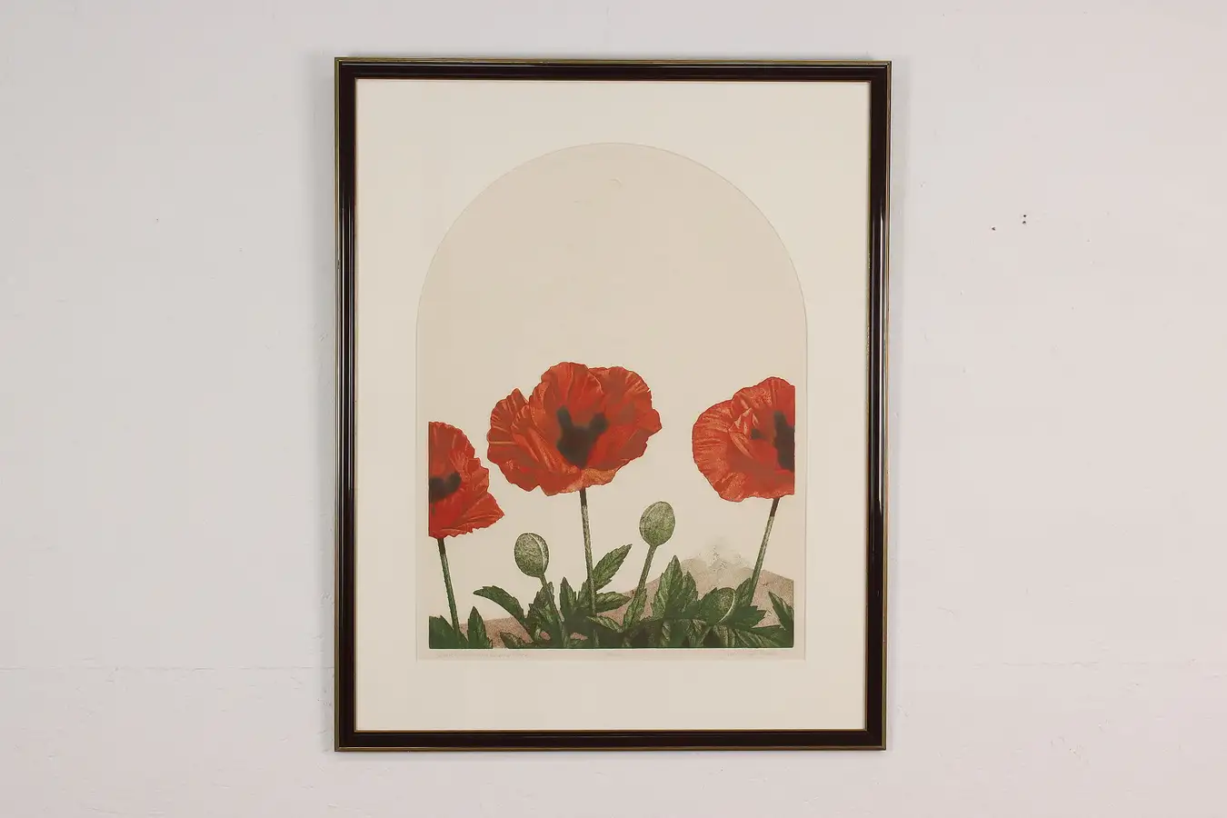 Main image of Oriental Poppy Vintage Original Etching, Whiteman 33.5"