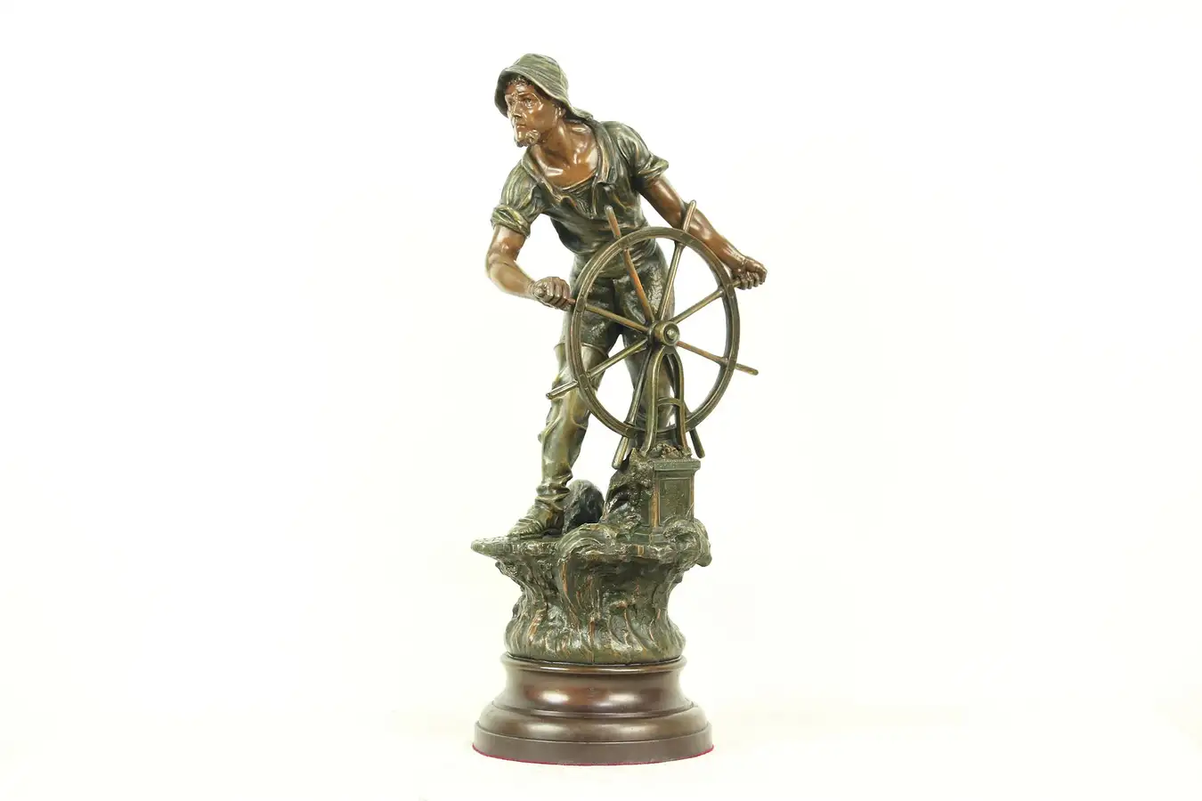 Main image of The Mariner Sculpture, Antique French Ship Captain Statue Signed Raphanel