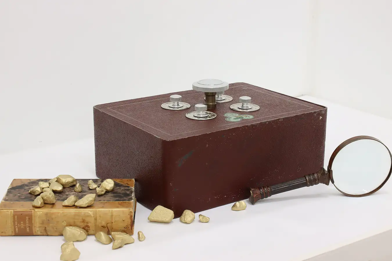 Main image of German Vintage Iron Strongbox Safe, 4 Combination Locks