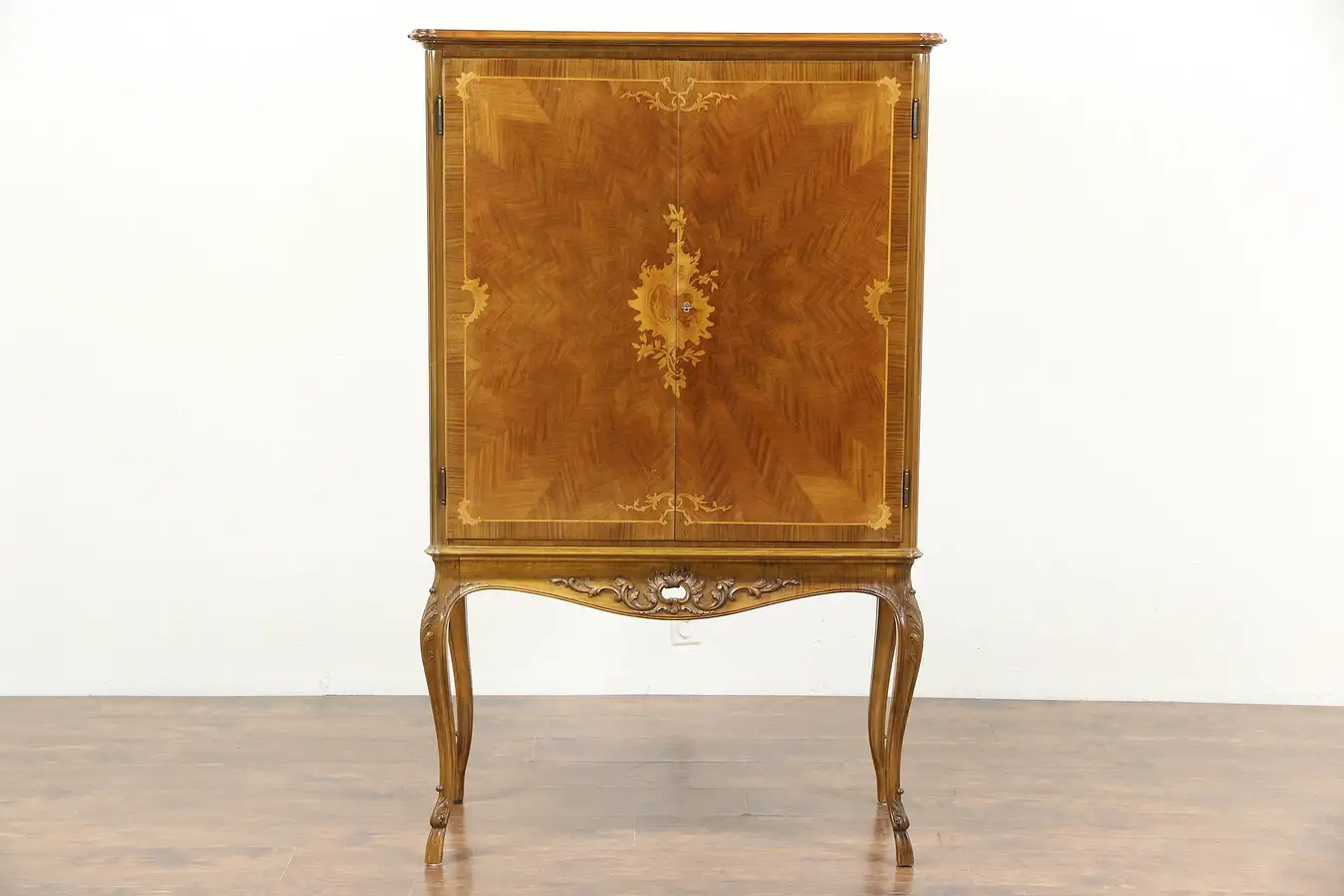 Main image of French Rosewood Marquetry 1930's Vintage Lighted Bar Cabinet